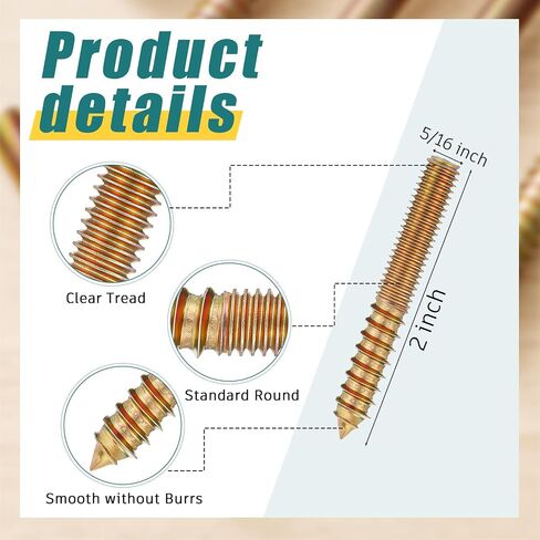 Hicarer 20 Pack 5/16-18 x 3 Inch Hanger Bolts Double Headed Bolts with Hanger Bolt Driver Self Tapping Screw Hanger Bolts for Furniture Screws Double Screw Threaded Rods Bolt for Wood Furniture Joint in Saudi Arabia