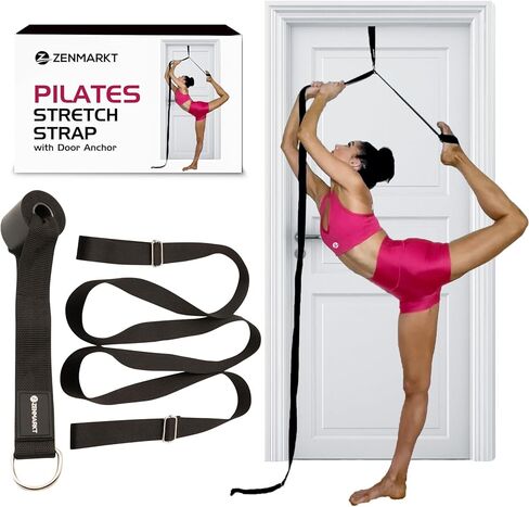 Pilates Stretching Strap with Door Anchor - Flexibility Equipment for Pilates Practitioners - Ideal for Improving Leg Flexibility, Core Stability, and Posture Alignment at Home in Kuwait