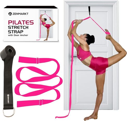 Pilates Stretching Strap with Door Anchor - Flexibility Equipment for Pilates Practitioners - Ideal for Improving Leg Flexibility, Core Stability, and Posture Alignment at Home in Kuwait
