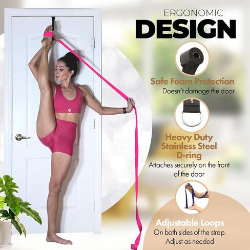 Pilates Stretching Strap with Door Anchor - Flexibility Equipment for Pilates Practitioners - Ideal for Improving Leg Flexibility, Core Stability, and Posture Alignment at Home in Kuwait