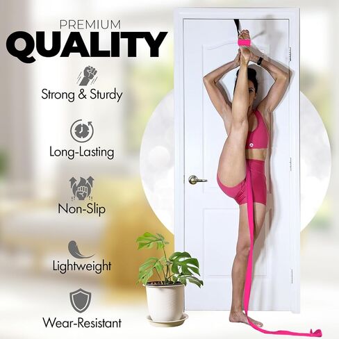 Pilates Stretching Strap with Door Anchor - Flexibility Equipment for Pilates Practitioners - Ideal for Improving Leg Flexibility, Core Stability, and Posture Alignment at Home in Kuwait