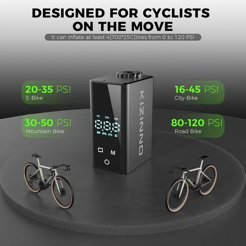 Mini Bike Pump Portable Bike Tire Pump, Max 120 PSI Electric Bicycle Pump, Tiny Air Pump Bicycle Inflator for Schrader & Presta Valve, Road Bike, Mountain Bike, E-Bike, Motorcycle and Balls in Saudi Arabia
