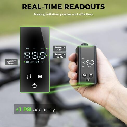 Mini Bike Pump Portable Bike Tire Pump, Max 120 PSI Electric Bicycle Pump, Tiny Air Pump Bicycle Inflator for Schrader & Presta Valve, Road Bike, Mountain Bike, E-Bike, Motorcycle and Balls in Saudi Arabia