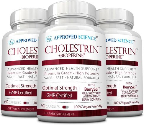 Approved Science Cholestrin - Lipid Level Support - Antioxidants, Lecithin, Berberine HCL, Berries, BioPerine - 60 Capsules - Made in USA in Saudi Arabia