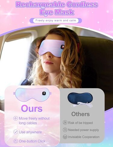 Heated Eye Mask, Cordless Warm Eye Compress for Dry Eyes, Blepharitis,Light Blocking Heat Eye Mask for Men Women, Electric Warm Eye Mask for Airplane Sleeping,Blackout Eye Mask for Travel (Gery) in Kuwait
