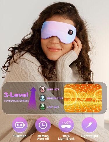 Heated Eye Mask, Cordless Warm Eye Compress for Dry Eyes, Blepharitis,Light Blocking Heat Eye Mask for Men Women, Electric Warm Eye Mask for Airplane Sleeping,Blackout Eye Mask for Travel (Gery) in Kuwait