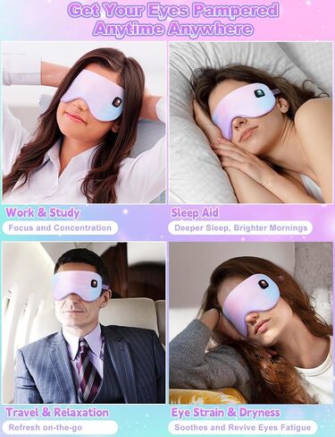 Heated Eye Mask, Cordless Warm Eye Compress for Dry Eyes, Blepharitis,Light Blocking Heat Eye Mask for Men Women, Electric Warm Eye Mask for Airplane Sleeping,Blackout Eye Mask for Travel (Gery) in Kuwait