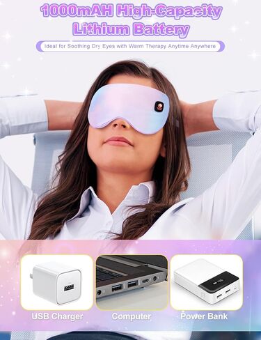 Heated Eye Mask, Cordless Warm Eye Compress for Dry Eyes, Blepharitis,Light Blocking Heat Eye Mask for Men Women, Electric Warm Eye Mask for Airplane Sleeping,Blackout Eye Mask for Travel (Gery) in Kuwait