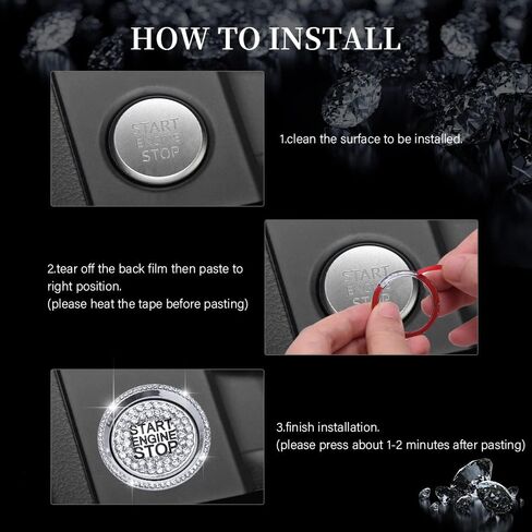 LECART for Audi Accessories A4 A5 A6 A7 Q5 Red Car Engine Start Button Cover Stickers Auto Interior Decoration Metal Decor Trim 2Pcs in Kuwait