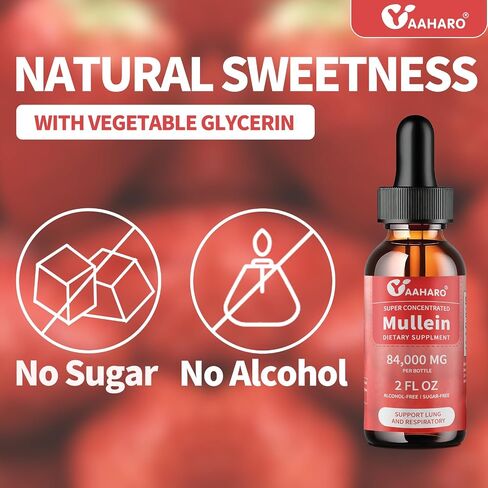 (2 Pack) Mullein Drops for Lungs - Support Lung Cleanse & Respiratory Function - Alcohol Free Natural Herbal Supplement, Mullein Leaf - Sugar-Free, Vegan, Non-GMO, Gluten-Free - 4 Fl Oz in Saudi Arabia