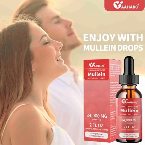 (2 Pack) Mullein Drops for Lungs - Support Lung Cleanse & Respiratory Function - Alcohol Free Natural Herbal Supplement, Mullein Leaf - Sugar-Free, Vegan, Non-GMO, Gluten-Free - 4 Fl Oz in Saudi Arabia