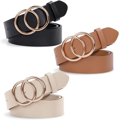 SUOSDEY Fashion Women Leather Belt for Dresses Jeans Pants With Classic Round Buckle in Kuwait