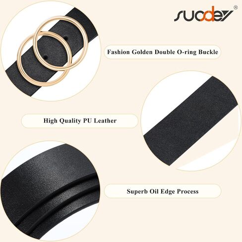 SUOSDEY Fashion Women Leather Belt for Dresses Jeans Pants With Classic Round Buckle in Kuwait