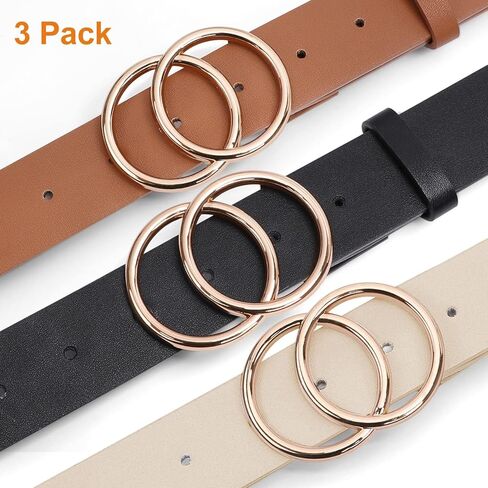 SUOSDEY Fashion Women Leather Belt for Dresses Jeans Pants With Classic Round Buckle in Kuwait