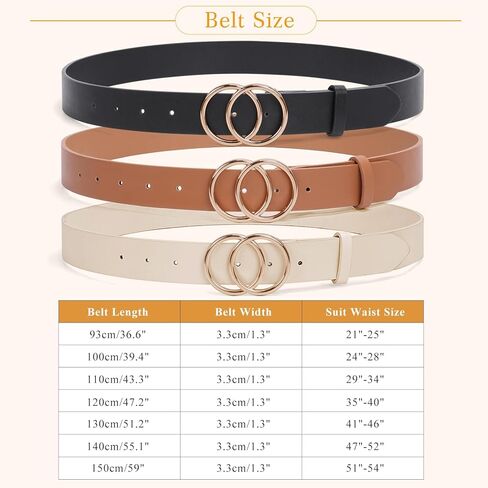 SUOSDEY Fashion Women Leather Belt for Dresses Jeans Pants With Classic Round Buckle in Kuwait