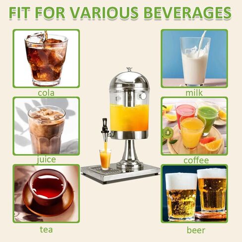 2 Gallon Beverage Dispenser, Hot Cold Drink Dispenser with Ice Container and Stainless Steel Drip Trays for Hot Tea, Coffee, Cold Milk, Water, Juice, Beer (2 Gallon) in Saudi Arabia