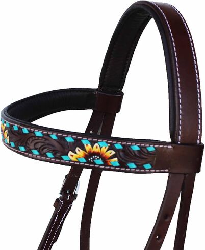 CHALLENGER Horse Western Leather Sunflower Bitless Sidepull Bridle Split Reins 77RS27TN in Saudi Arabia