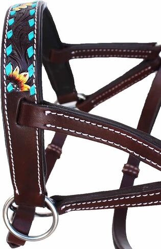 CHALLENGER Horse Western Leather Sunflower Bitless Sidepull Bridle Split Reins 77RS27TN in Saudi Arabia