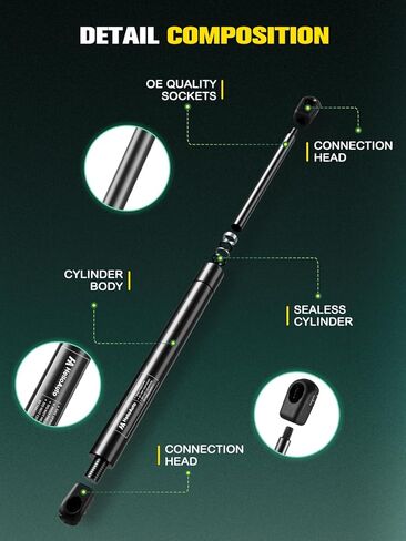 10 بوصة 25 رطل/112 N دعامات غاز لصندوق الأدوات، 10 بوصات صدمات غازية لسرير RV، دعم الرفع لشاحنة بيك اب RV خزانة باب صندوق أدوات غطاء شاحنة علوي نافذة خلفية مجموعة من 2 in Kuwait