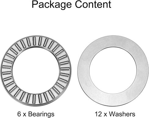 uxcell 6 Sets NTA1423+2TRA Thrust Needle Roller Bearings with Washers, 7/8 x 1-7/16 x 5/64 inch Chrome Steel Needles Roller Bearing, P5 (ABEC 5) in Saudi Arabia