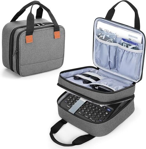 حقيبة حمل صانع الملصقات LUXJA متوافقة مع Brother P-Touch PT-D610BT / PT-D410 / PT-D460BT، حقيبة تخزين لطابعة Brother Label مع جيوب متعددة، أسود in Kuwait
