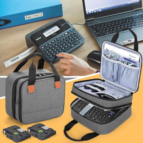 حقيبة حمل صانع الملصقات LUXJA متوافقة مع Brother P-Touch PT-D610BT / PT-D410 / PT-D460BT، حقيبة تخزين لطابعة Brother Label مع جيوب متعددة، أسود in Kuwait