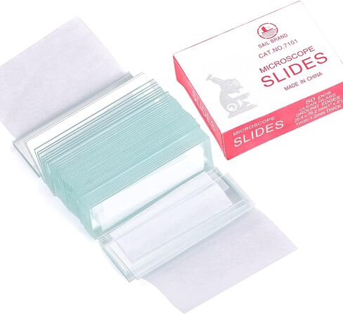 50 Pieces Microscope Slides and 100pcs Pre-Cleaned 20mm x 20mm Microscope Cover Slips Glasses for Basic Biological Science Education in Saudi Arabia