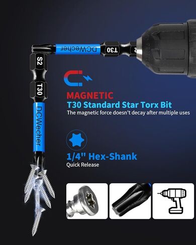 10 قطع T20 توركس بت، توركس بت 2 بوصة، لقم توركس T20 احترافية للسائق المؤثر، لقم نجمة مغناطيسية، T 20 توركس بت S2 سبيكة فولاذية، T20 بت 1/4 بوصة ساق سداسية، T-20 توركس بت CNC آلي in Kuwait