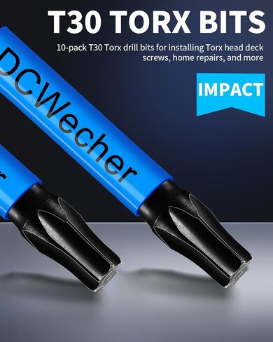 10 قطع T20 توركس بت، توركس بت 2 بوصة، لقم توركس T20 احترافية للسائق المؤثر، لقم نجمة مغناطيسية، T 20 توركس بت S2 سبيكة فولاذية، T20 بت 1/4 بوصة ساق سداسية، T-20 توركس بت CNC آلي in Kuwait