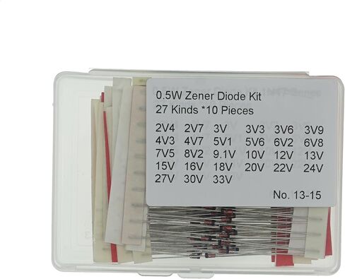 14values*10=140PCS BZX55C Series 0.5W DO-35 Zener Diode Assortment Kit (2V4 2V7 3V 3V3 3V6 3V9 4V3 4V7 5V1 5V6 6V2 6V8 7V5 8V2) in Saudi Arabia