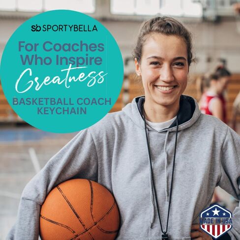 Sportybella Basketball Coach Keychain, Stainless Steel Keychain for Men and Women, Basketball Coach Gifts in Saudi Arabia