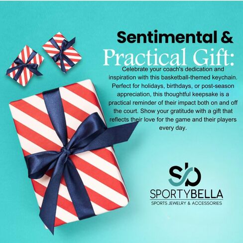 Sportybella Basketball Coach Keychain, Stainless Steel Keychain for Men and Women, Basketball Coach Gifts in Saudi Arabia