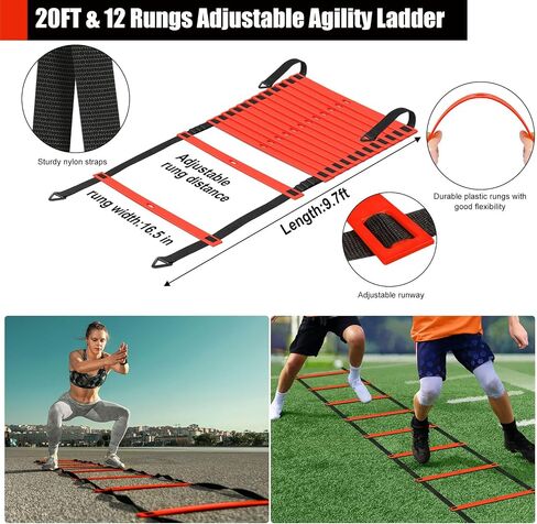Soccer Goals for Backyard Set, 6x4 ft Portable Pop Up Soccer Nets with Soccer Ball, Agility Ladder, Cones, Complete Training Equipment for Youth, Toddler Outdoor Sports Games(Black) in Saudi Arabia