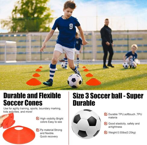Soccer Goals for Backyard Set, 6x4 ft Portable Pop Up Soccer Nets with Soccer Ball, Agility Ladder, Cones, Complete Training Equipment for Youth, Toddler Outdoor Sports Games(Black) in Saudi Arabia