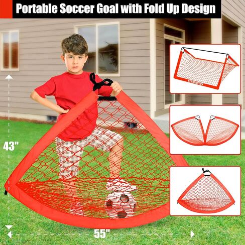Soccer Goals for Backyard Set, 6x4 ft Portable Pop Up Soccer Nets with Soccer Ball, Agility Ladder, Cones, Complete Training Equipment for Youth, Toddler Outdoor Sports Games(Black) in Saudi Arabia