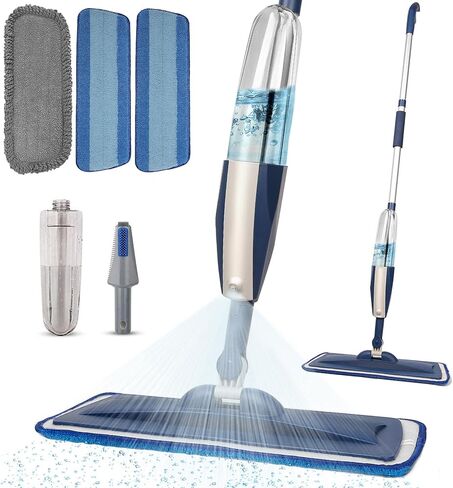 Mops for Floor Cleaning Wet Spray Mop, 14 oz Refillable Bottle and 3 Washable Microfiber Pads Home or Commercial Use Dry Wet Flat Mop for Hardwood Laminate Wood Ceramic, Green in Saudi Arabia