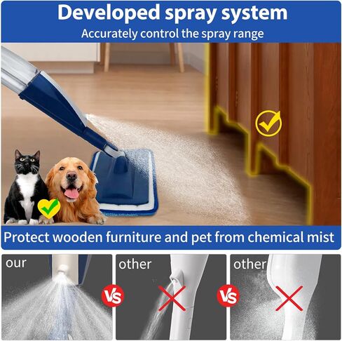 Mops for Floor Cleaning Wet Spray Mop, 14 oz Refillable Bottle and 3 Washable Microfiber Pads Home or Commercial Use Dry Wet Flat Mop for Hardwood Laminate Wood Ceramic, Green in Saudi Arabia