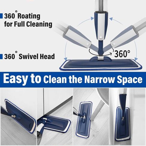 Mops for Floor Cleaning Wet Spray Mop, 14 oz Refillable Bottle and 3 Washable Microfiber Pads Home or Commercial Use Dry Wet Flat Mop for Hardwood Laminate Wood Ceramic, Green in Saudi Arabia