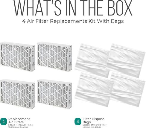 Honeywell 16x25x4 Furnace Filters, FC100A1029 Filter Replacement, Merv 11 Filter Media with Homequip Disposal Bag (2 Pack) in Saudi Arabia
