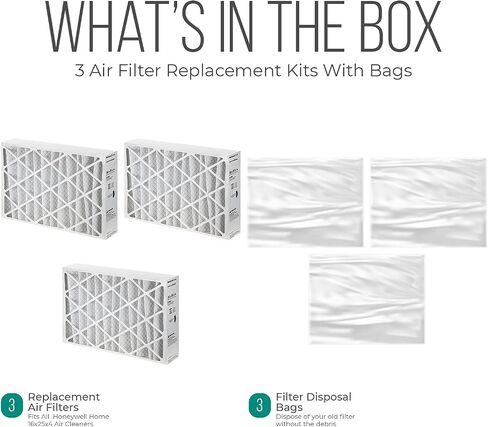 Honeywell 16x25x4 Furnace Filters, FC100A1029 Filter Replacement, Merv 11 Filter Media with Homequip Disposal Bag (2 Pack) in Saudi Arabia