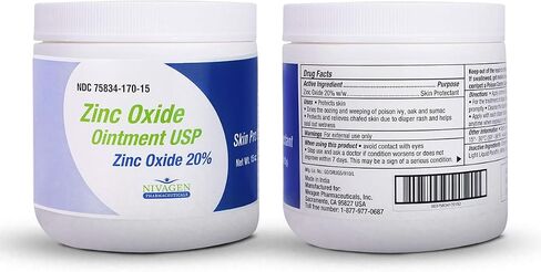 Nivagen Zinc Oxide Ointment USP 20% | For Diaper Rash, Chafed Skin, Protects From Wetness, Relief From Poison Ivy, Poison Oak, & Poison Sumac | 2oz Tube Of Zinc Oxide in Saudi Arabia