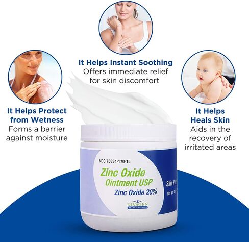 Nivagen Zinc Oxide Ointment USP 20% | For Diaper Rash, Chafed Skin, Protects From Wetness, Relief From Poison Ivy, Poison Oak, & Poison Sumac | 2oz Tube Of Zinc Oxide in Saudi Arabia