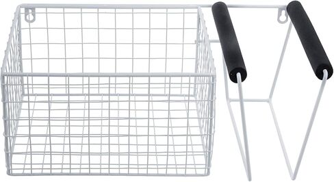MyGift 16 Inch Wall Mounted Matte Black Metal Pickleball Paddle Rack and Storage, Hanging Equipment Organizer with Racket Holder and Basket for Balls in Saudi Arabia