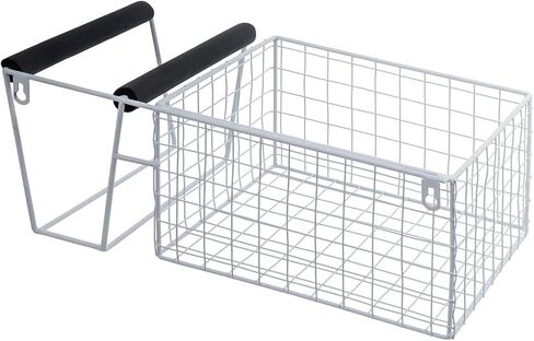 MyGift 16 Inch Wall Mounted Matte Black Metal Pickleball Paddle Rack and Storage, Hanging Equipment Organizer with Racket Holder and Basket for Balls in Saudi Arabia