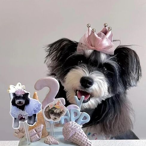 قبعة تاج من الساتان الوردي الرائعة مشبك شعر للقطط والكلاب الصغيرة للحفلات والعطلات إكسسوارات الزي للقطط والهريرة والجرو والأرنب in Kuwait