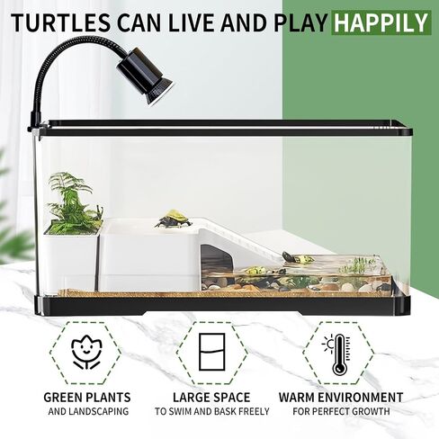 (Tank + Light + Filter+ Filter Balls) Turtle Tank Kit, Turtle Tank Starter Kit with Basking Platform and Soil Box,Bottom Drainage, Multi-Function Areas for Turtles, Crabs,Fishes, Amphibians,Reptiles. in Saudi Arabia