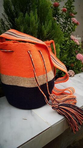 Wayuu Mochila Multicolor Handbag, Ethnic Colombian Handbag, Crochet Bag, Unique Design in Saudi Arabia