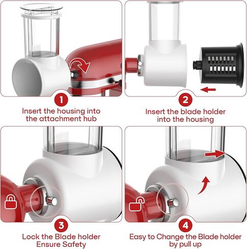 Stainless Steel Slicer Shredder Attachment for KitchenAid Stand Mixer, Salad Maker with Grinding Powder as Kitchen Aid Accessories and Attachments, Cheese Grater Kitchen Aid with 4 Blades by FGREEBLE in Saudi Arabia