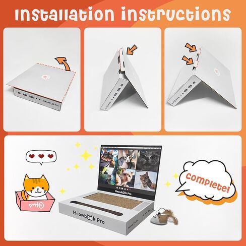 Cat Scratcher Laptop with 'Mouse' Jingle Ball, Stickers, 3-in-1 Cardboard Cat Interactive Toy, Kitten Toy & Cat Scratching Pad in Saudi Arabia