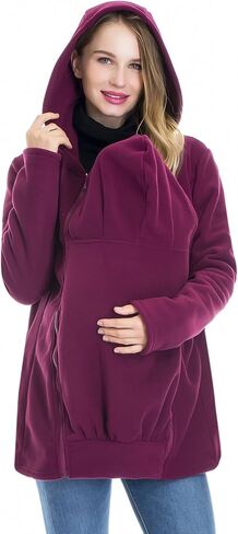 Smallshow Women's Fleece Zip Up 3 in 1 Maternity Baby Wearing Hoodie Sweatshirt Jacket in Saudi Arabia